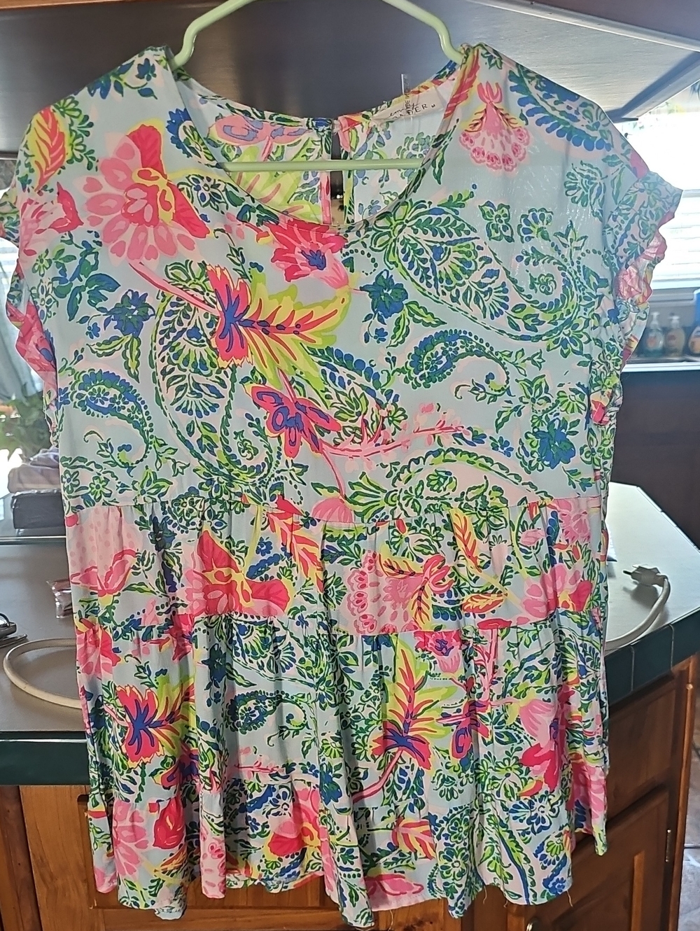 Women's Floral Tiered Short Sleeve Tunic in Multi-Color
